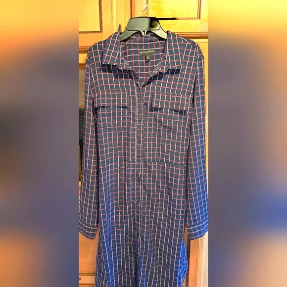 banana republic plaid shirt dress Banana Republic Red White & Blue Plaid Button Down Shirt Dress Size 2